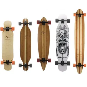 Fengyuan Top Kwaliteit Oem Custom Maple Bamboe Glasvezel Hybride Bamboe Longboard Skateboard Longboard Voor Verkoop
