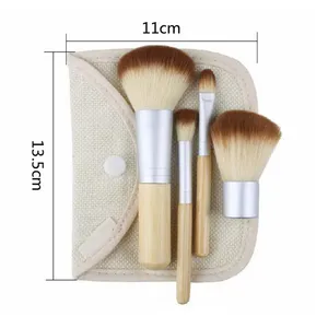 Diri 5pcs Small Travel Makeup Brush Kit Synthetic Natual Wood Bamboo Eco Friendly Make Up Brush