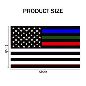 Calcomanía Personalizada de la Bandera Estadounidense con Línea Azul Delgada Reflectante de 3 Piezas - <span class=keywords><strong>5</strong></span> x 3 Pulgadas (12.7 x 7.62 cm) - Adhesivo de PVC para Automóvil para Apoyo - Product Image 3