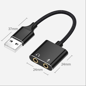 Adaptateur de <span class=keywords><strong>carte</strong></span> son USB avec câble de convertisseur audio 3.5mm répartiteur AUX externe pour PC portable et <span class=keywords><strong>PS4</strong></span> veste en PVC noir et <span class=keywords><strong>argent</strong></span> - Product Image 3