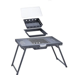 Stainless Steel Foldable <b>Portable</b> Charcoal Grill Outdoor Camping <b>BBQ</b> Picnic Grill for Two to Four People - Product Image 1