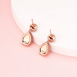 ต่างหูเม็ดเดี่ยวเงินสเตอริงสำหรับผู้หญิงต่างหูโกเมนชุบโรเดียมโรสโกลด์ - Product Image 3