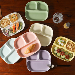 Assiette rectangulaire en porcelaine à trois compartiments, couleur unie, pour la restauration des adultes, cadeau personnel, usage hôtelier - Product Image 2