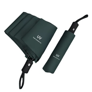 Parapluie pliant triple noir en vinyle avec protection UV, pour soleil et pluie, avec logo - Product Image 3