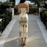 Nouvelle Robe d'Été 2026 pour Femme, Style EU/US, Robe Moulante Imprimée à Bretelles Fines, Robe Sexy Décolletée Ajustée pour Femme