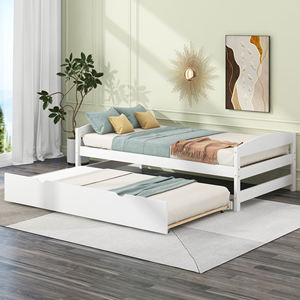 Lit de repos en bois massif avec lit gigogne, canapé-lit en bois style Japandi gain de place <span class=keywords><strong>pour</strong></span> salon et chambre d'amis Blanc - Product Image 4