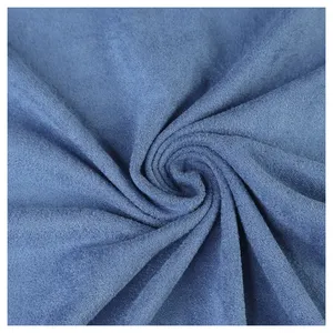 Hot sale cheap polyester spandex single side brushed faux suede garment knit fabric roll microfiber for jacket