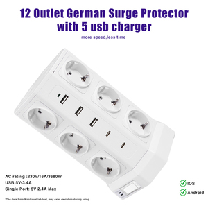 Steckdose mit 12 AC-EU-Steckdosen und USB C-Ladeans chl üssen 2m vertikale Tabletop-Verlängerungsturm-Steckdosen leiste für Heim und Büro - Product Image 5