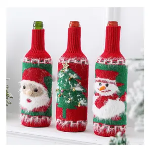 礼品装饰袖子针织圣诞酒瓶盖