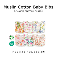 Bavoirs pour bébé en coton mousseline, forme en U, doux, personnalisables en couleur, pour l'alimentation et la salive, OEM, vente en gros