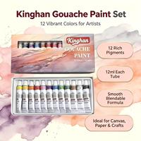 Kinghan – Ensemble de gouache 12 couleurs 12 ml en tube aluminium, pigments artistiques puissants pour toile, papier et création d'affiches peintes à la main