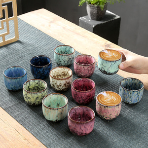 Beeman Pottery: Minimalistische Glasierte Keramik Teetassen-Sets, Kung Fu Kaffee- und Wasserbecher mit Löffel, Arabische Keramik Kaffeebecher - Product Image 4