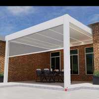 Pergola solaire photovoltaïque en aluminium pour jardin avec un design moderne résistant à la pluie et un toit à ouverture électrique