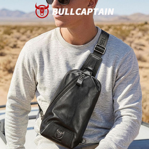 Bolso de Pecho BULLCAPTAIN para Hombre, de Cuero Genuino, Bolso Bandolera Clásico, con Bolsillo para Teléfono Celular, para Uso en Exteriores - Product Image 2