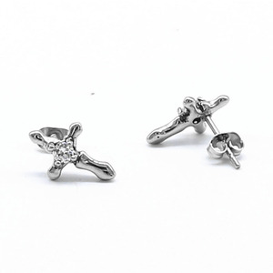 yunnique Silver Cross <b>Stud</b> <b>Earrings</b> With Diamond Inlay Claw Setting For Men And Women Fashion Jewelry - Product Image 1