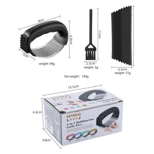 Utensilio de Cocina, Prensa de Ajo Manual Multifuncional de Acero Inoxidable 304 con Pelador y Cepillo para Triturar sin Esfuerzo - Product Image 2