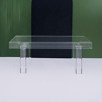 Ensemble de table à manger rectangulaire en acrylique transparent pour salle à manger, 6 places, design moderne et minimaliste