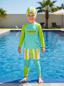 Maillot <span class=keywords><strong>de</strong></span> <span class=keywords><strong>bain</strong></span> deux pièces pour enfants avec <span class=keywords><strong>bonnet</strong></span> <span class=keywords><strong>de</strong></span> <span class=keywords><strong>bain</strong></span>, pantalon à manches longues, protection solaire pour la plage, ensemble <span class=keywords><strong>de</strong></span> quatre pièces pour la natation - Product Image 1