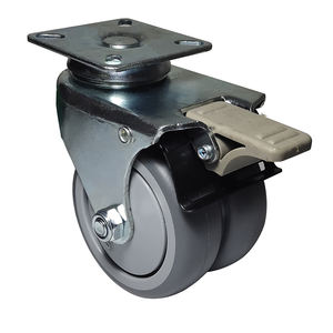 SQ Castor European <span class=keywords><strong>Type</strong></span> Swivel Twin Thermoplast ische Gummi räder <span class=keywords><strong>Caster</strong></span> 75mm für Aircraft Meal Trolley - Product Image 1