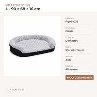 Coussin de canapé pour animaux de compagnie en tissu gris foncé, design semi-fermé, housse amovible et lavable pour grands chiens, OEM, marque privée, toutes saisons