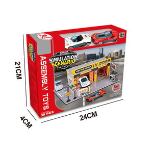 Puzzle per bambini più venduti blocchi fai da te 3D città stazione di benzina scena in lega di veicoli pressofuso parcheggio gioco giocattoli <span class=keywords><strong>set</strong></span> - Product Image 4