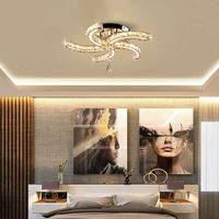 Lustre moderne en acier inoxydable et cristal, avec bras LED en acrylique, pour salle à manger et chambre, éclairage de plafond, intensité réglable, décoration intérieure transfrontalière