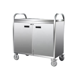 रेस्तरां और होटलों में वाणिज्यिक रसोई के लिए दरवाजे के साथ स्टेनलेस स्टील सेवा कार्ट, बहु-कार्यात्मक ट्रॉली - Product Image 1