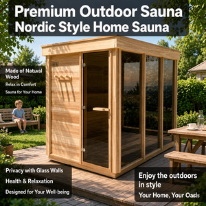 Sauna en bois massif pour 4 à 8 personnes, sauna finlandais à chaleur sèche avec chauffage pour <span class=keywords><strong>jardin</strong></span> et <span class=keywords><strong>salon</strong></span> <span class=keywords><strong>de</strong></span> beauté - Product Image 1