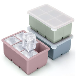 Bán buôn cấp thực phẩm <span class=keywords><strong>Silicone</strong></span> <span class=keywords><strong>Ice</strong></span> Cream Cubes khuôn Maker với rò rỉ bằng chứng có thể tháo rời nắp vuông - Product Image 1