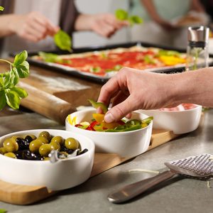 Plato de Bambú para <span class=keywords><strong>Pizza</strong></span> con Coberturas de Primera Calidad OEM, Juego de 4 Platos de Bambú para Coberturas - Product Image 2