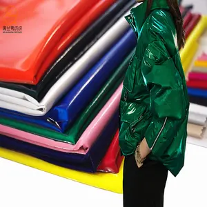 Popular designer down proof Sparkly Shiny Synthetic glaze surface PU Faux Leather Fabric for jacket