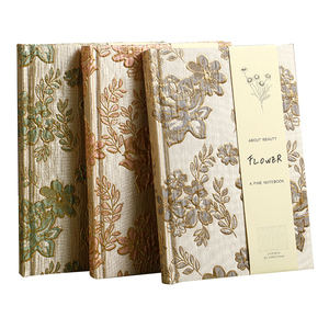Carnet Organiseur/Agenda A5 Écologique et Élégant en Tissu Jacquard Coton Brocart Lys avec Fil Argenté et Doré – Idéal pour Cadeau (Vente en Gros) - Product Image 1