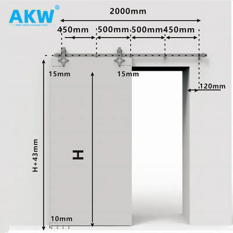 Akw Stille Moderne Hardware Accessoires Voor Hout Glijdende Massief Houten Schuur Ophangdeuren Schuiven Metalen Fittingen