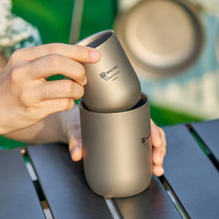 Cangkir Titanium Murni Ringan Logo Kustom Portabel Mug Minum Titanium untuk Berkemah di Luar Ruangan