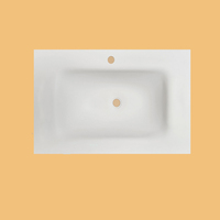 Ensemble de lavabo de salle de bain moderne blanc monobloc sans joint en dalle de roche, avec miroir mural inclus, en céramique frittée, direct usine
