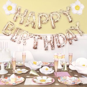 DAMAI - Vajilla Desechable con Temática de Margaritas para Fiesta de Cumpleaños, Platos de Papel, Decoración con Globos, Paquete para Fiesta de Niñas - Product Image 3