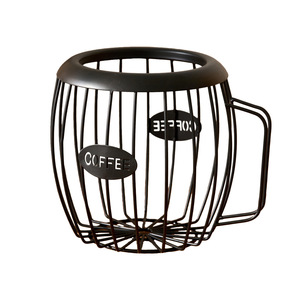 Wrought Iron Coffee Capsule <b>Storage</b> <b>Basket</b> Round 1-3L Durable Desktop Organizer For Kitchen Coffee Pod Holder - Product Image 5