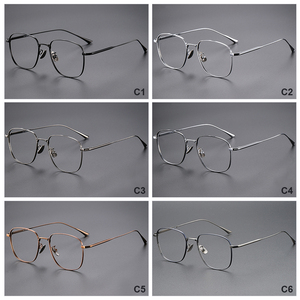 Monture optique carrée simple, anti-lumière bleue, lunettes pour myopes, montures de lunettes haut de gamme ultra-légères en titane pur pour hommes - Product Image 5