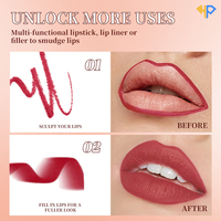Crayon à lèvres mat longue tenue rouge, nude et violet, résistant à l'eau, pour un maquillage sexy et durable