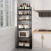 Étagère mobile en métal à 6 niveaux Cedar Space, chariot de rangement sur roulettes pour four à micro-ondes et accessoires de cuisine