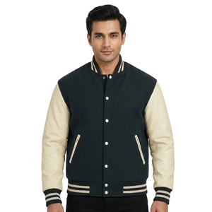 Veste universitaire pour homme en laine et cuir, sur mesure, taille plus, avec patchs en chenille, logo brodé personnalisé, veste universitaire OEM - Product Image 1
