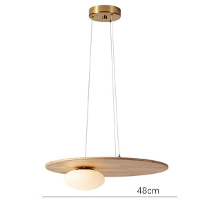 Plafonnier LED en bois de style minimaliste moderne, style nordique, luminaire suspendu japonais à tête unique pour salle à manger, personnalisé - Product Image 1