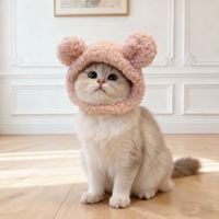 Gorro de Oso Suave y Cálido con Orejas para Gatos y Perros Pequeños, Lindo Disfraz Ajustable, Gorro, Accesorio para la Cabeza, Disfraz de Navidad, Ropa para Disfrazarse