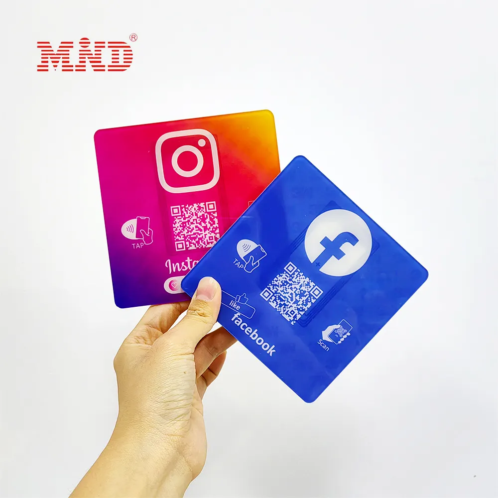 NFC stiker ulasan google kode qr akrilik Chip NFC menu tanpa sentuh Media sosial pelat ulasan google