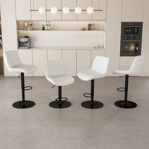 Modern Swivel <b>Bar</b> <b>Stools</b> with <b>Adjustable</b> Height (35.03-43.7 Inches) Backrest Velvet Fabric-Hotel Dining Use Commercial Furniture - Product Image 2