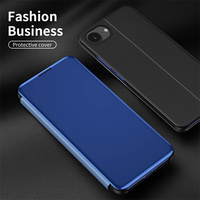Étui de téléphone en cuir PU avec support miroir, étui à rabat anti-chute pour iPhone 17 Air 16E 16 15 14 + 13 12 Pro Max, étui chromé