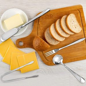 Juego de 14 Piezas de Cuchillos para Queso y Untar Mantequilla de Acero Inoxidable, Cuchillo para Mantequilla, Pinza para Hielo, Cuchara para Café, Pinza para Cubos de Azúcar - Product Image 4