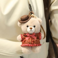 HECION Porte-clés en peluche William Bear, le plus vendu, adorable ours en peluche de style britannique, pendentif de sac mignon et cadeau