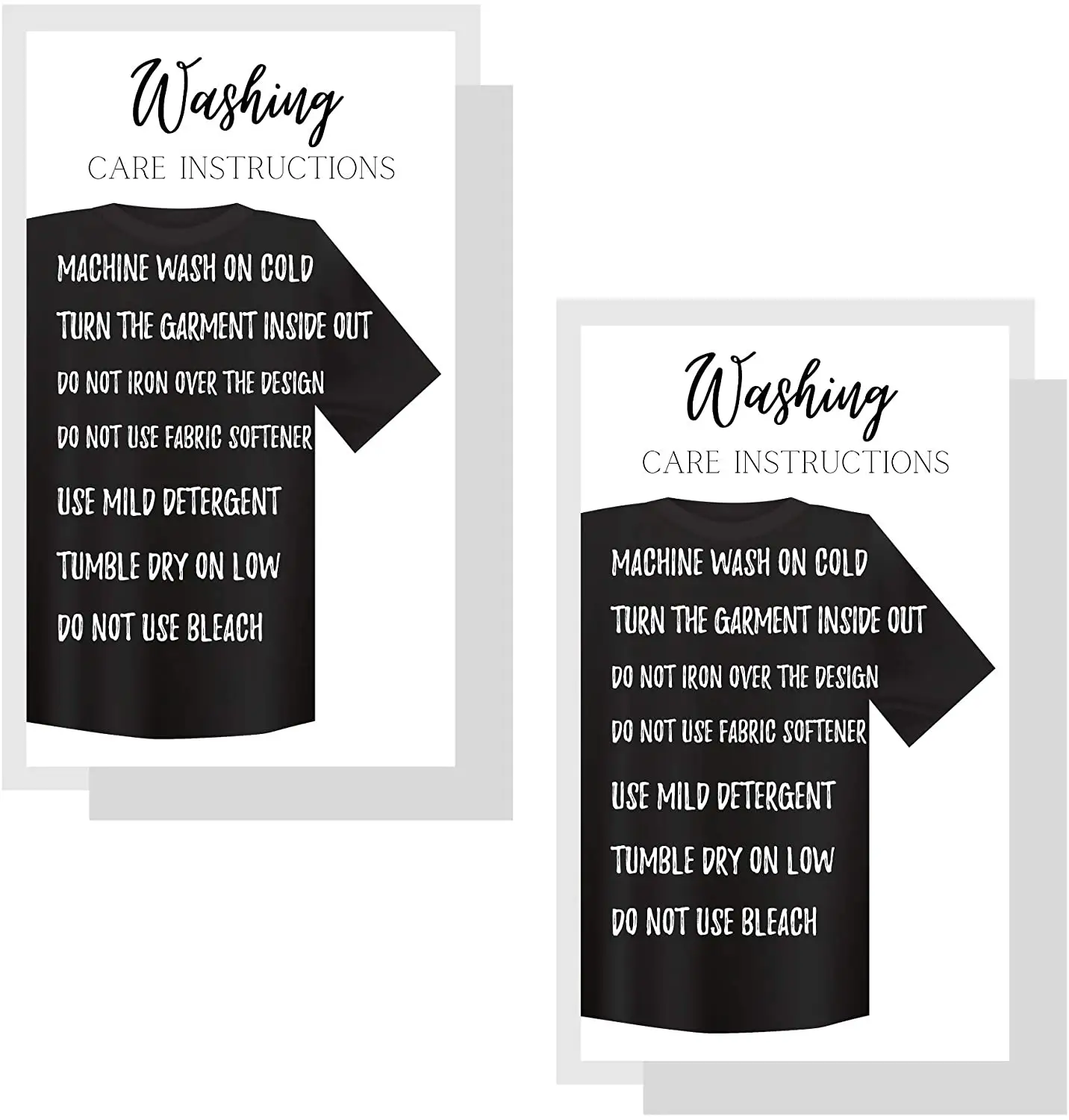 プレミアム品質マットカードストックカスタムプリント衣類Tシャツスウェットシャツ用洗濯指示カード