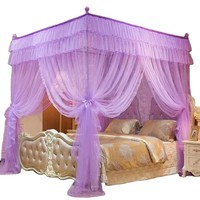 Nouvelle moustiquaire de lit à trois portes en dentelle chiffrée double gaze, anti-poussière, avec rideau de lit occultant pour l'été